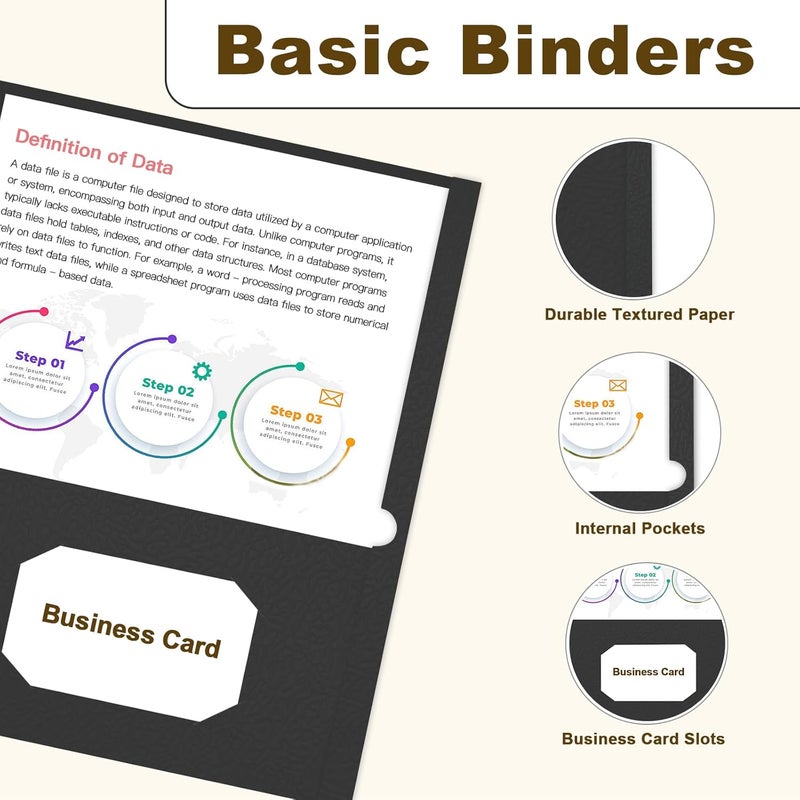 LAYZZ Folders with Pockets, 30 Pack Paper Pocket Folders, 2 Pocket File folders Fits Letter Size Paper, for School Office and Home (Black) - Image 3